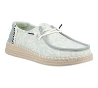 Heydude Wendy Espadrille Retro Palm Cotton Blend Women's Celadon Green/White Espadrilles UK 5
