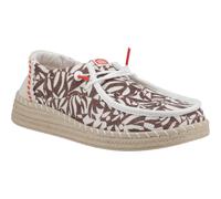 Heydude Wendy Espadrille Retro Palm Cotton Blend Women's Downtown Brown/Egret Espadrilles UK 7