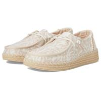 Heydude Wendy Espadrille Retro Palm Cotton Blend Women's Beige Espadrilles UK 5