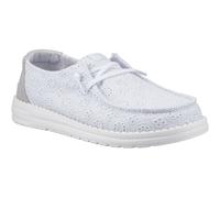 HEYDUDE Wendy Eyelet Lace Cotton Blend WoMens Ancient Blue Moccasins Shoes - Size UK 4