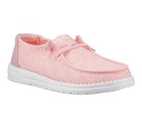 HEYDUDE Wendy Eyelet Lace Cotton Blend Womens Pale Pink Moccasins Shoes - Size UK 8