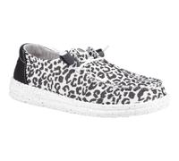 HEYDUDE Wendy Leopard Cotton Blend WoMens Black/Grey Loafers Textile - Size UK 5