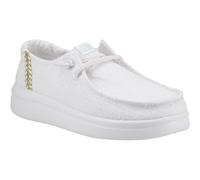 Heydude Wendy Rise Perf Canvas Synthetic Blend Women's White Moccasins Shoes UK 8