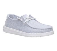 HEYDUDE Wendy Stretch Jersey Textile Womens Light Grey Loafers - Size UK 8