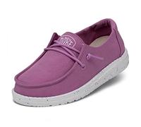 HEYDUDE Wendy Youth Slub Canvas Moc Toe Shoes, Purple, 5 UK Child