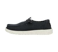 HEYDUDE - Women's Wendy Canvas - Casual Slip-On Flat Shoes - Moccasin Style - Moccasin Style, Black/White, 7 UK