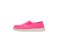 HEYDUDE - Women's Wendy Canvas - Casual Slip-On Flat Shoes - Moccasin Style, Neon Pink, 4 UK