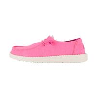 HEYDUDE - Women's Wendy Canvas - Casual Slip-On Flat Shoes - Moccasin Style, Neon Pink, 8 UK