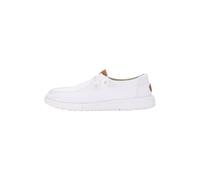 HEYDUDE - Women's Wendy Canvas - Casual Slip-On Flat Shoes - Moccasin Style, White, 3 UK