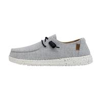 HEYDUDE Women's Wendy Chambray Moc Toe Shoes, White Blue, 3 UK