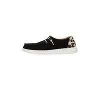 HEYDUDE Women's Wendy Leopard - Casual Slip-On Flat Shoes - Moccasin Style, Black/Leopard, 8 UK