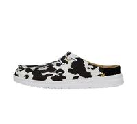 HEYDUDE Women's Wendy Slip Sneaker, White/Black Cow Print, 5 UK