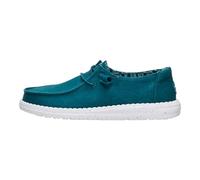 HEYDUDE Women's Wendy Stretch Canvas Slip On Shoes | Easy On Loafer, Deep Teal, 5.5 UK