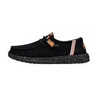 HEYDUDE - Women's Wendy Washed Canvas - Casual Slip-On Flat Shoes - Moccasin Style, Black, 6 UK