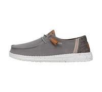 HEYDUDE - Women's Wendy Washed Canvas - Casual Slip-On Flat Shoes - Moccasin Style, Grey, 8 UK