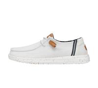 HEYDUDE - Women's Wendy Washed Canvas - Casual Slip-On Flat Shoes - Moccasin Style, White, 4 UK