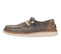 HEYDUDE Women's Wendy Workwear Leo Slip On Loafer | Leopard Print Shoe | Elastic Laces | Lightweight Outsole, Dark Olive, 10 UK