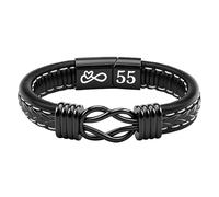 HEYEJET 55th Birthday Gifts for Him Infinity Knot Bracelet for 55 Years Old Dad Uncle Grandad Brother Husband Leather Bracelets Lucky Number for Men Christmas Valentines (55th Birthday)