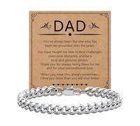 HEYEJET Gifts for Men Silver Cuban Link Bracelet for Him 7mm Wide Link Bracelets Idea Father's Day Christmas Birthday Gifts for Father Son Grandson Husband, Verstellbar, Stainless Steel, No Gemstone