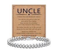 HEYEJET Gifts for Men Silver Cuban Link Bracelet for Him 7mm Wide Link Bracelets Idea Father's Day Christmas Birthday Gifts for Father Son Grandson Husband, Verstellbar, Stainless Steel, No Gemstone