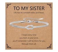 HEYEJET Love Knot Bracelet for Women and Girls Silver/Gold Snake Chain Jewellery Idea Gift for Woman Man Couple Birthday Christmas, Verstellbar, Stainless Steel, No Gemstone