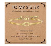 HEYEJET Love Knot Bracelet for Women and Girls Silver/Gold Snake Chain Jewellery Idea Gift for Woman Man Couple Birthday Christmas, Verstellbar, Stainless Steel, No Gemstone
