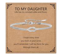 HEYEJET Love Knot Bracelet for Women and Girls Silver/Gold Snake Chain Jewellery Idea Gift for Woman Man Couple Birthday Christmas, Verstellbar, Stainless Steel, No Gemstone