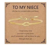 HEYEJET Love Knot Bracelet for Women and Girls Silver/Gold Snake Chain Jewellery Idea Gift for Woman Man Couple Birthday Christmas, Verstellbar, Stainless Steel, No Gemstone