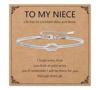 HEYEJET Love Knot Bracelet for Women and Girls Silver/Gold Snake Chain Jewellery Idea Gift for Woman Man Couple Birthday Christmas, Verstellbar, Stainless Steel, No Gemstone