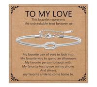 HEYEJET Love Knot Bracelet for Women and Girls Silver/Gold Snake Chain Jewellery Idea Gift for Woman Man Couple Birthday Christmas, Verstellbar, Stainless Steel, No Gemstone