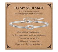 HEYEJET Love Knot Bracelet for Women and Girls Silver/Gold Snake Chain Jewellery Idea Gift for Woman Man Couple Birthday Christmas, Verstellbar, Stainless Steel, No Gemstone