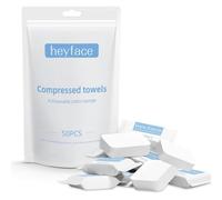Heyface 50 PCS Compressed Towel Tablets,11.8”x11” Extra Large, Portable Disposable Face Towel, Super-Absorbent Compressed Towels for Travel, Camping, Hiking and Makeup Remover, Individual Packaging