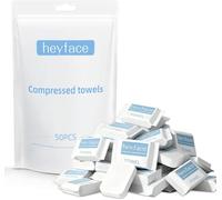 Heyface 50 PCS Compressed Towel Tablets,11.8”x11” Extra Large, Portable Disposable Face Towel, Super-Absorbent Compressed Towels for Travel, Camping, Hiking and Makeup Remover, Individual Packaging