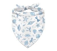 Heyfary Blue Bow Starfish and Seashell Dog Bandana Under The Sea Nautical Ocean Theme Birthday Party Decorations for Small Medium Dogs Cats Pets Adjustable Triangle Scarf