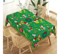 Heyfary Grinchmas Tablecloth Christmas Green Elf Winter Holiday Party Decoration Home Kitchen Dining Room Rectangular Table Decor (Green, 60''×84'')