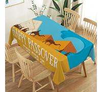 Heyfary Happy Passover Tablecloth Pesach Seder Matzo Jewish Exodus from Egypt Festival Party Decoration Home Kitchen Dining Room Table Decor-60×84inch