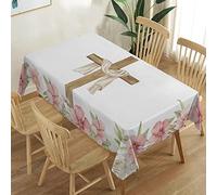 Heyfary He is Risen Tablecloth Christian Cross Easter Spring Holiday Decoration Jesus Resurrection Home Kitchen Dining Room Table Decor-60×84inch