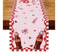 Heyfary She's Ready to Pop Table Runner Red Bow Retro Soda Cola Baby Shower Birthday Party Decoration Home Kitchen Table Decor