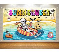Heyfary Summerween Party Decorations Photo Booth Backdrop Spooky Halloween in Summer Tropical Gothic Ghost Beach Pool Party Background Banner Wall Decor