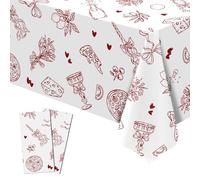 Heyfary That's Amore Disposable Plastic Tablecloth Italian Engagement Party Decorations Wedding Bridal Shower Bachelorette Picnic Table Cover -2 Pack
