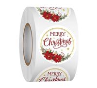 Heyfibro 1.5 Inches Christmas Sticker Roll, 500 Pcs Merry Christmas Stickers for Kids, Winter Holiday Round Labels Stickers for Gift Packing, Cards, Envelopes, Party Supplies(Flower)