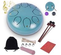 Heyfriday Steel Tongue Drum - 6 Inches 8 Notes Rain Drum - Metal Hand Pan Drum for Adults/Kids with Music Book, Handpan Mallets and Carry Bag, C Major Musical Instrument(Malachite Green)