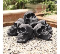 Heyfurni Ceramic Skulls for Fire Pit, Outdoor Fire Tables, 7pcs Reusable Spooky Halloween Imitated Human Skull Gas Log for Party, Bonfire,Campfires,Fireplaces, 7cm