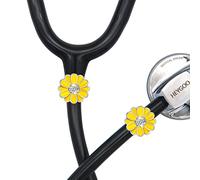 HEYGOO 2 Pack Sunflower Bling Stethoscope Charms, Unique Stethoscope Id Name Tag for Doctor Nurse