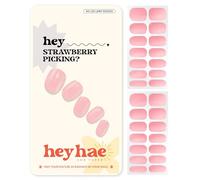 Heyhae Semi Cured Gel Nail Stickers | Sun-Cured No LED Lamp Needed Easy Apply & Remove | Includes 28 Stickers, 1 Prep Pad, 1 Nail File & 1 Wooden Stick - Hey, Strawberry Picking?
