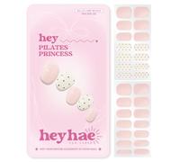 Heyhae Semi Cured Gel Nail Strips - Hey, Pilates Princess | Pink Solid | Sun Cured No UV Light Needed, Salon Quality, Easy Apply & Remove | 28 Strips, Prep Pad, Nail File, Wooden Stick