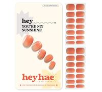 Heyhae Semi Cured Gel Nail Strips - Hey, You're My Sunshine | Orange Jelly | Sun Cured No UV Light Needed, Salon Quality, Easy Apply & Remove | 28 Strips Prep Pad Nail File Wooden Stick