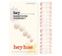 Heyhae Semi Cured Gel Nail Strips No Lamp Needed - Sleepover Tonight? | No UV Light Needed | Salon Quality, Easy Apply & Remove | 28 Strips, 1 Prep Pad, Nail File, Wooden Stick | White Ombre