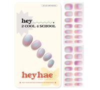 Heyhae Semi Cured Gel Nail Strips | No LED Lamp Needed | Aura, Purple | Easy Apply & Remove, Salon Quality | Includes 28 Strips, 1 Prep Pads, Nail File & Wooden stick - Hey, 2 Cool 4 School