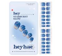 Heyhae Semi Cured Gel Nail Strips | No LED Lamp Needed |Blue, Ombre, Glitter | Easy Apply & Remove, Salon Quality | Includes 28 Strips, 2 Prep Pads, Nail File & Wooden Stick - Hey, Starburst Glow